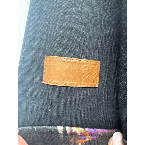 Roxy Womens Hoodie Sz XL Liberty Fleece Snowboarding Black/Beige Floral Beachy - Picture 8 of 13